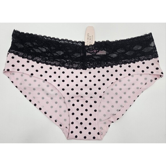 VICTORIA’S SECRET Soft Cotton blend Lace Low Rise Hip Hugger Panty Size S/P Pink - Picture 1 of 4